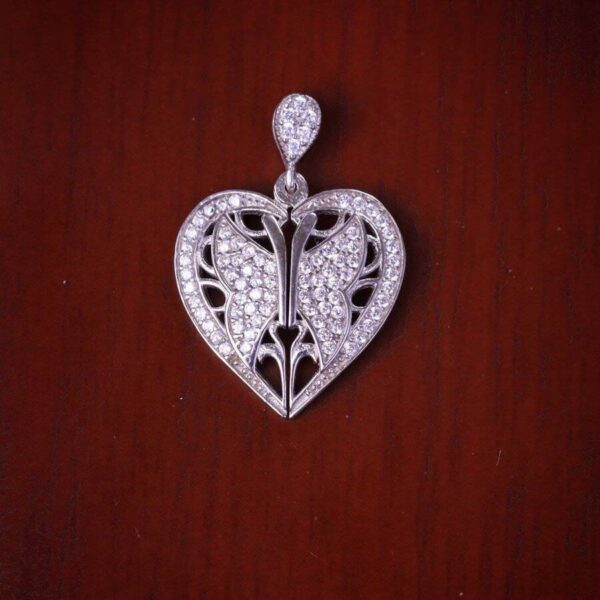 مدال نقره میکرو طرح پروانه و قلب کد 21448 - تصویر 3