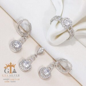 نیم ست نقره میکرو طرح امرالدکات کد 16494