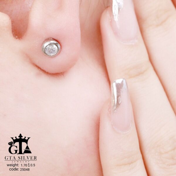 گوشواره نقره میخی میکرو کد 25048 - تصویر 2