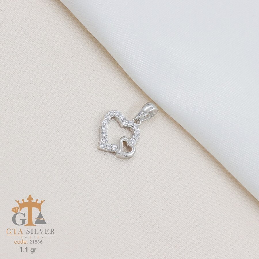 66bd3b4e-20db-49f5-a08e-27debb056eb5.jpg مدال نقره زنانه قلبی میکرو کد 21886 - Image 1