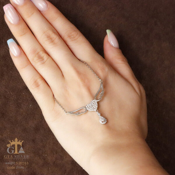 مدال نقره میکرو طرح قلب و بال کد 21686 - تصویر 2