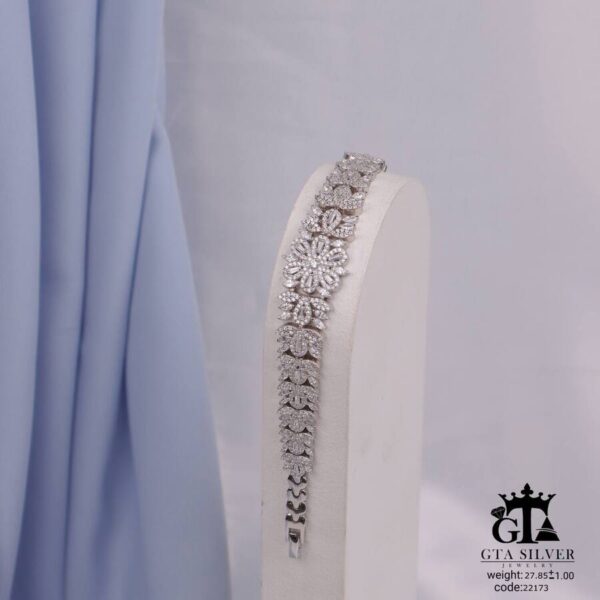 دستبند نقره زنانه نگین دار جواهری کد 22173 - تصویر 3