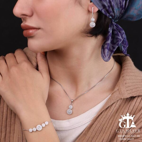 نیم ست نقره کد 16677 - Image 2