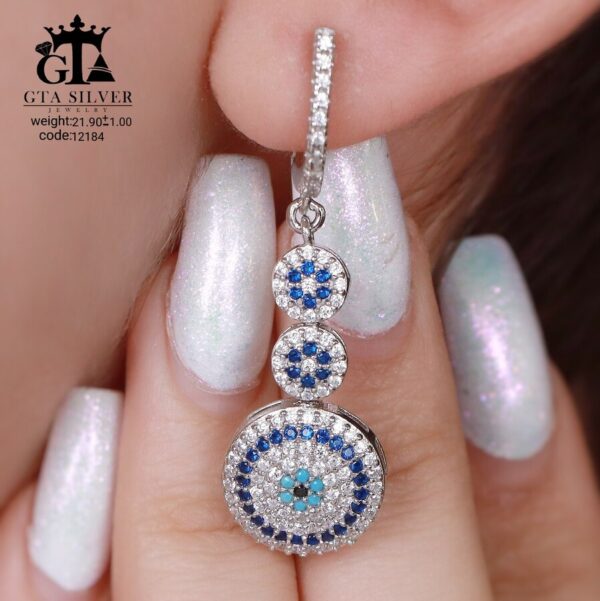 سرویس نقره میکرو زنجیری طرح چشم نظر کد 12184 - تصویر 3