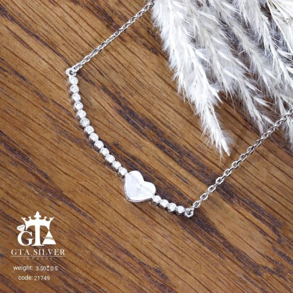 گردنبند نقره زنانه نگین دار طرح قلب کد 21749 - Image 3