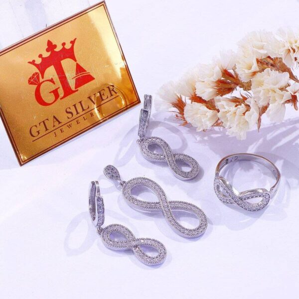 نیم ست نقره میکرو طرح بی‌نهایت کد 16243 - تصویر 2