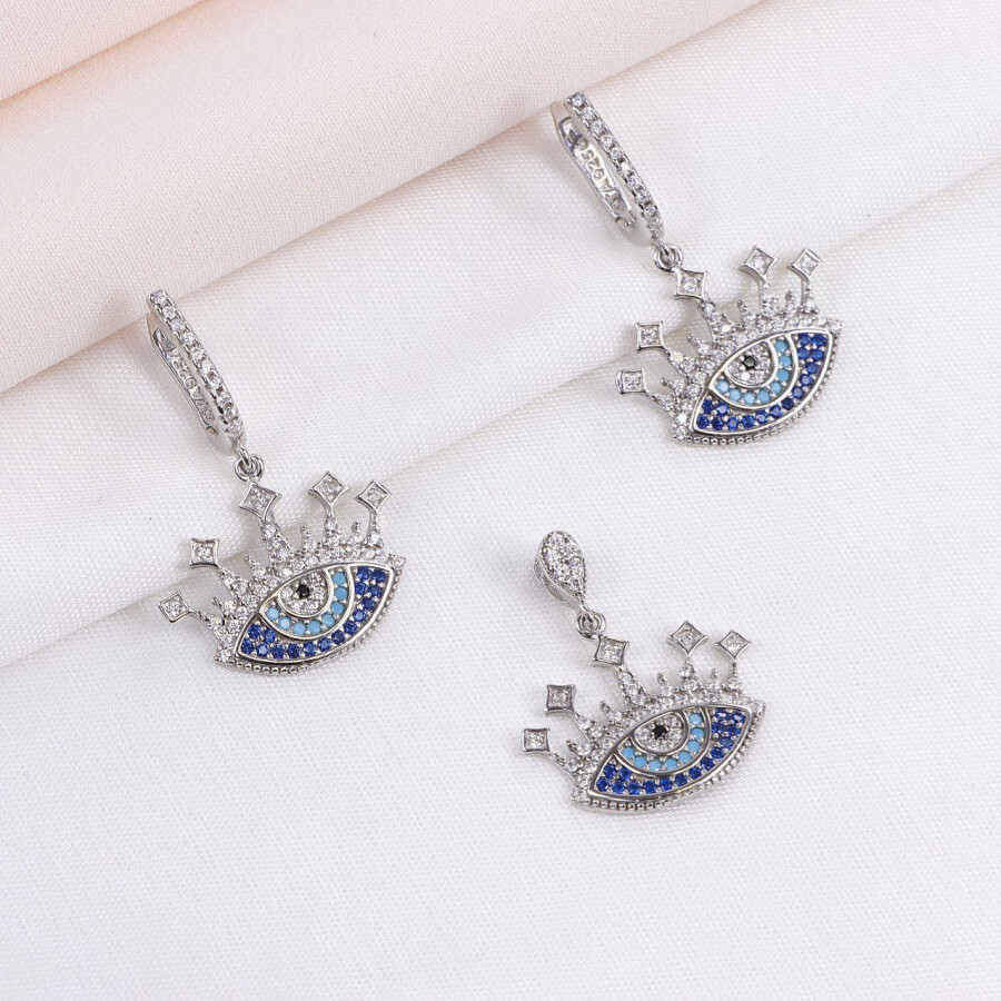 6b1ddcfd-be57-41f7-bb68-5aa5f8fdd4dc.jpg نیم ست نقره میکرو طرح چشم نظر کد 16320 - Image 1