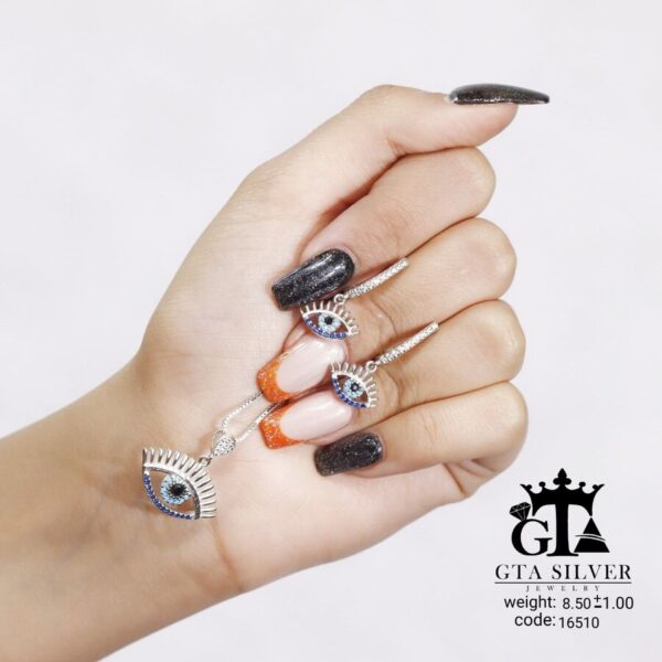 نیم ست نقره میکرو طرح چشم نظر کد 16510 - تصویر 4