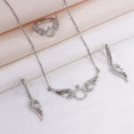 نیم ست نقره میکرو طرح حلقه و بال فرشته کد 16315