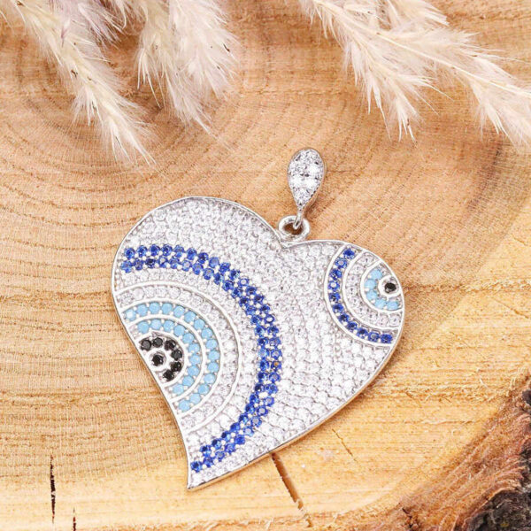 مدال نقره میکرو رنگی چشم نظر کد 21571 - تصویر 2