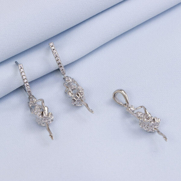 نیم ست نقره میکرو طرح رقص باله کد 16361 - Image 2