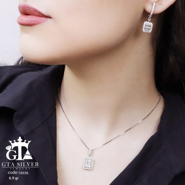 نیم ست نقره میکرو طرح امرالدکات کد 16636 - تصویر 2