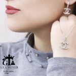 نیم ست نقره میکرو طرح شانل کد 16374 - Image 3