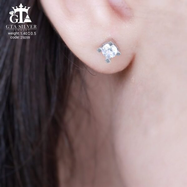 گوشواره نقره میخی میکرو کد 25059 - تصویر 2