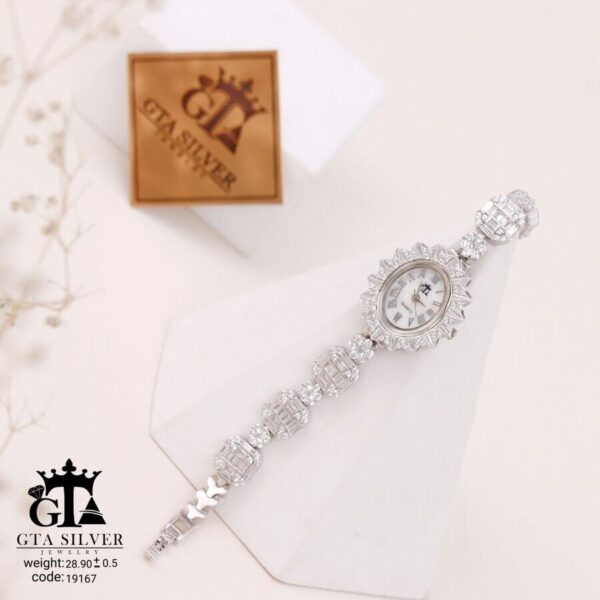 ساعت نقره GTA طرح امرالدکات و فلاور کد 19167 - Image 3