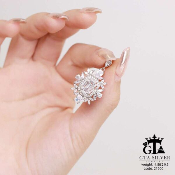 مدال نقره زنانه میکرو امرالدکات کد 21900 - تصویر 3