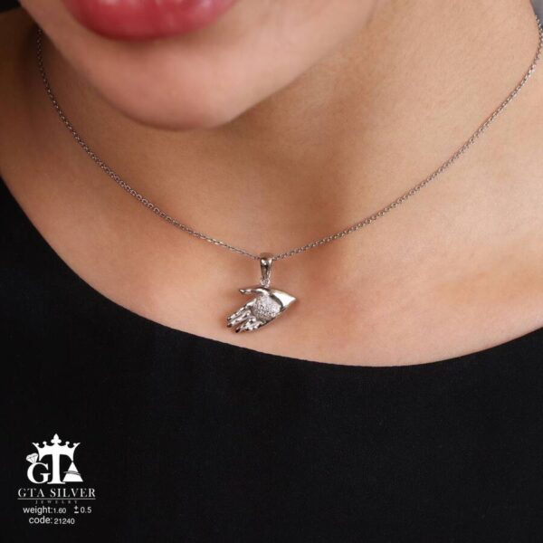 مدال نقره زنانه قلب میکرو کد 21940 - تصویر 2