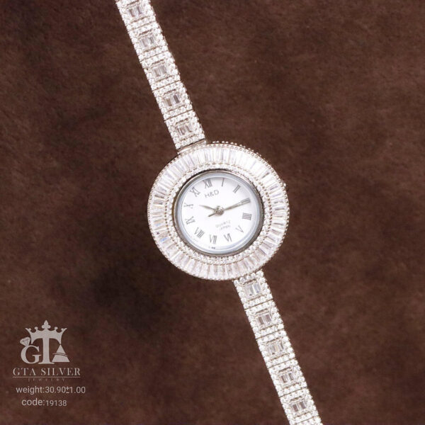 ساعت نقره جواهری روکش رادیوم کد 19138 - Image 4