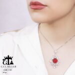 مدال نقره زنانه جواهری نگین دار میکرو کد 21881 - Image 2