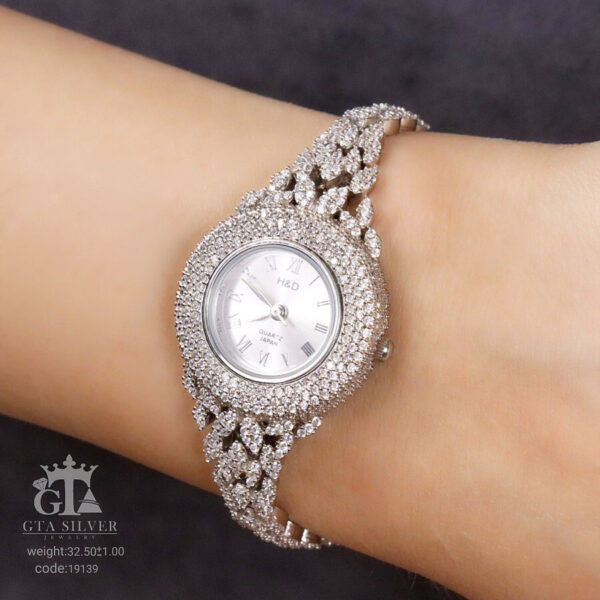 ساعت نقره جواهری روکش رادیوم کد 19139 - Image 2
