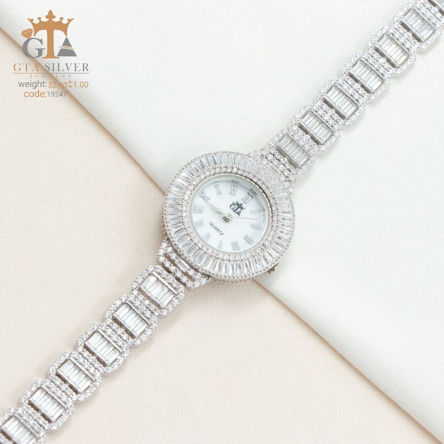 77a19e2c-a717-43fb-8884-0cfffa736f88.jpg ساعت نقره GTA طرح امرالدکات کد 19247 - Image 1