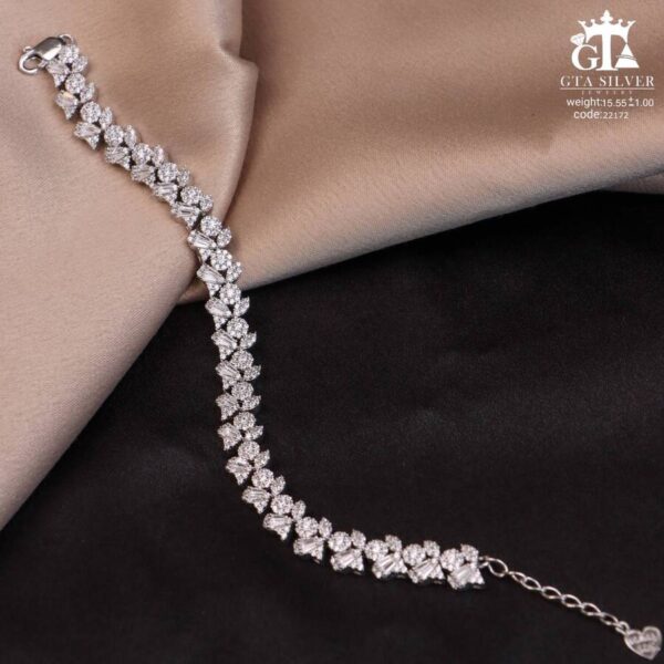 دستبند نقره زنانه نگین دار طرح فلاور کد 22172 - تصویر 3