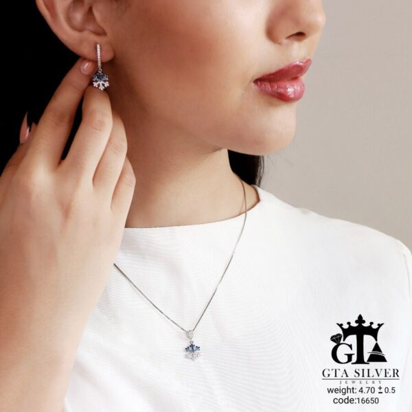 نیم ست نقره میکرو طرح دونه برف کد 16650 - تصویر 3