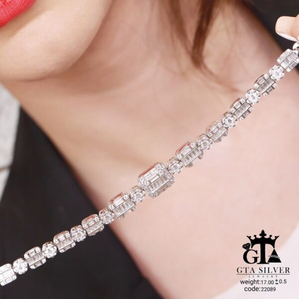 دستبند نقره میکرو طرح امرالدکات کد 22089 - Image 2