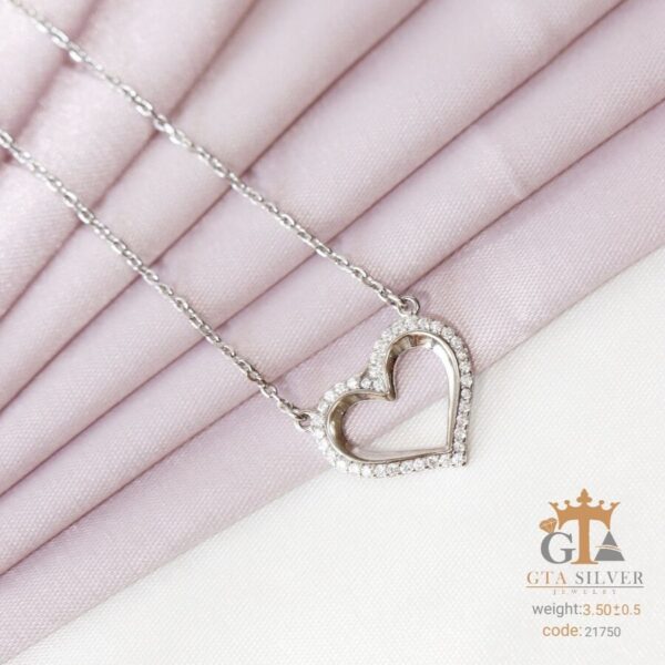 گردنبند نقره زنانه طرح قلب کد 21750 - Image 3