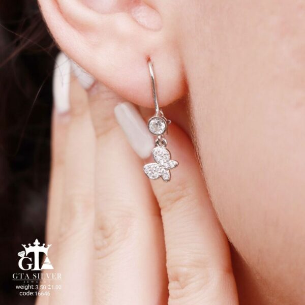 نیم ست نقره میکرو طرح پروانه کد 16646 - Image 4