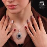مدال نقره زنانه جواهری نگین دار میکرو کد 21943 - Image 2
