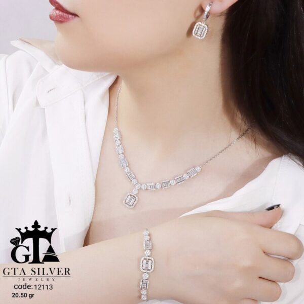 سرویس نقره میکرو زنجیری طرح امرالدکات کد 12113 - تصویر 2