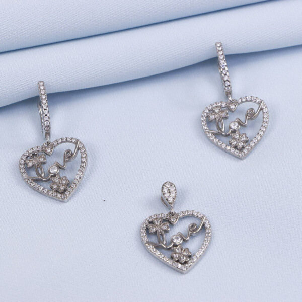 نیم ست نقره میکرو طرح قلب کد 16361 - تصویر 2