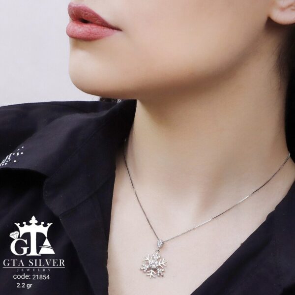 مدال نقره میکرو طرح دانه برف کد 21854 - Image 2