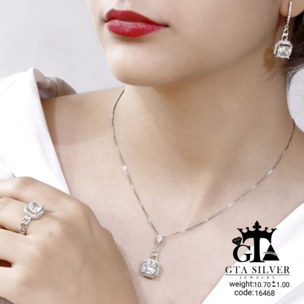 نیم ست نقره میکرو طرح امرالدکات کد 16468 - Image 2