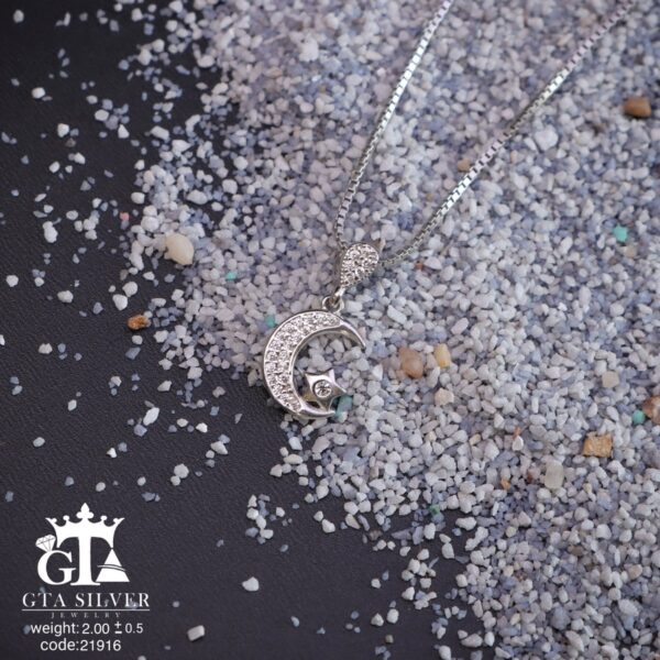 مدال نقره زنانه ماه و ستاره میکرو کد 21916 - Image 3