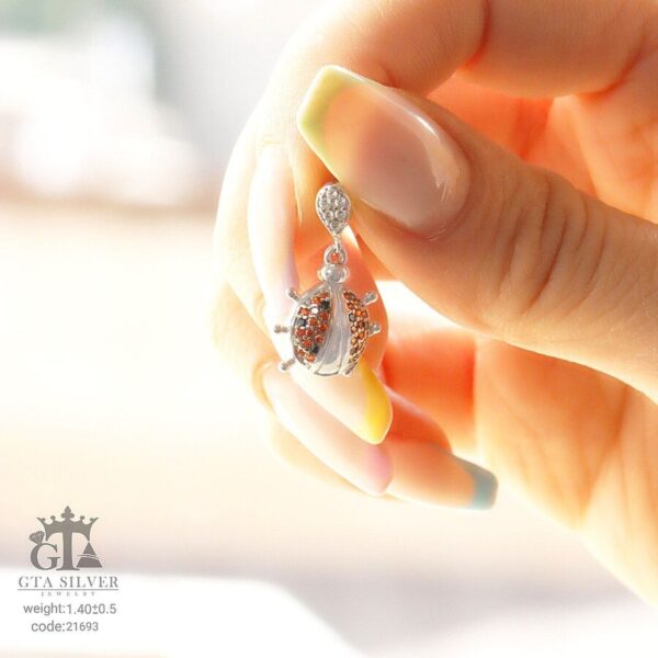 مدال نقره میکرو طرح کفشدوزک کد 21693 - Image 2