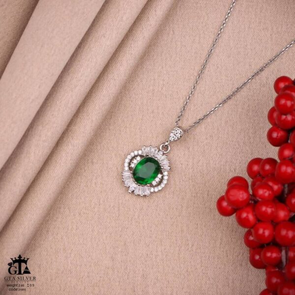 مدال نقره زنانه تک نگین میکرو کد 21955 - Image 3