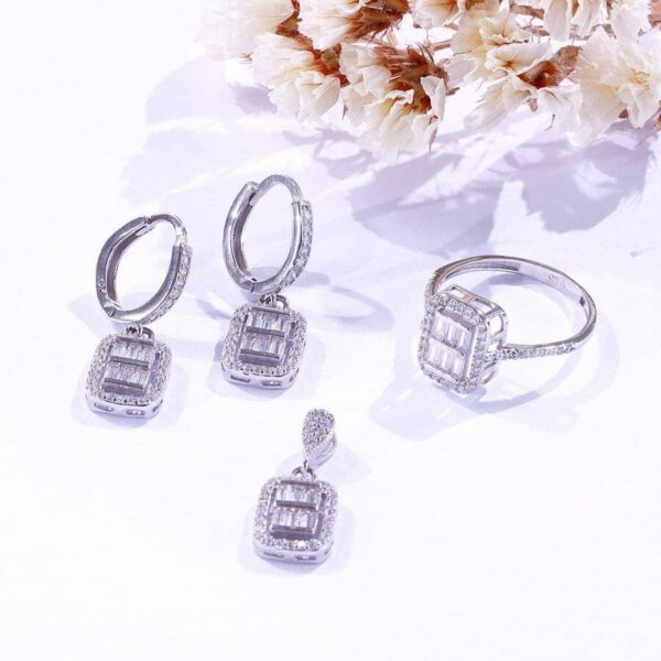 نیم ست نقره میکرو طرح امرالدکات کد 16217 - تصویر 2