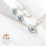 نیم ست نقره میکرو طرح چشم نظر کد 16510 - تصویر 3