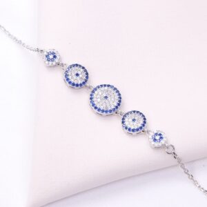 دستبند نقره میکرو چشم نظر کد 22043