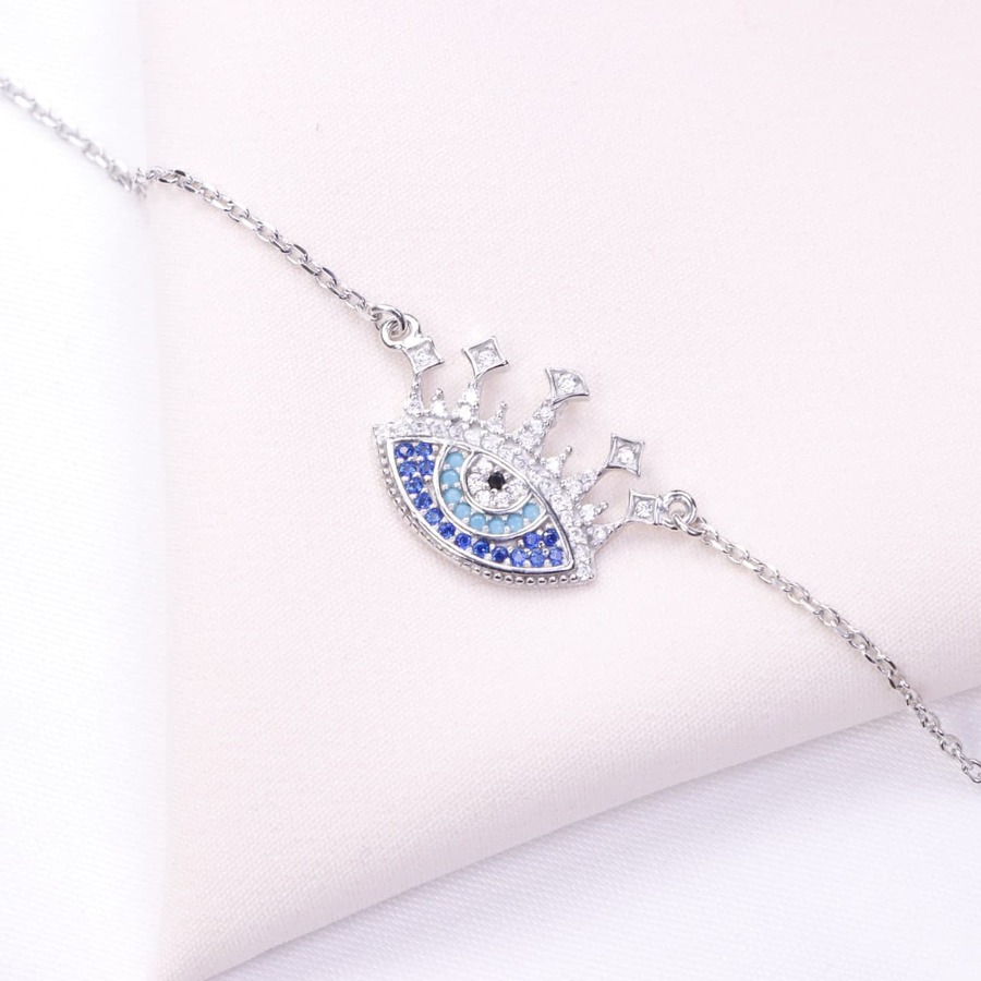 8118c6e1-b4ef-4603-9710-66576a1fa59c.jpg دستبند نقره میکرو چشم نظر کد 22042 - Image 1