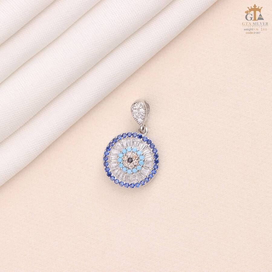 812023cb-ba9f-4422-8843-0a95ce825043.jpg مدال نقره زنانه چشم نظر میکرو کد 21957 - Image 1