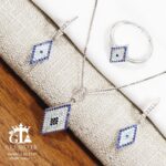 نیم ست نقره میکرو طرح چشم نظر کد 16604 - Image 3