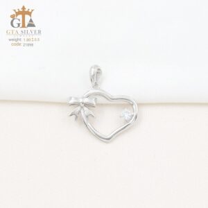 مدال نقره زنانه آینه‌ای قلبی میکرو کد 21898