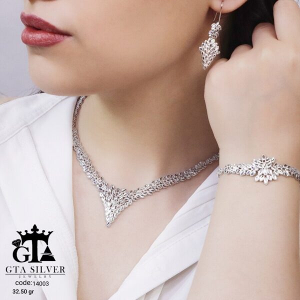 سرویس نقره تراش بدون نگین کد 14003 - تصویر 2