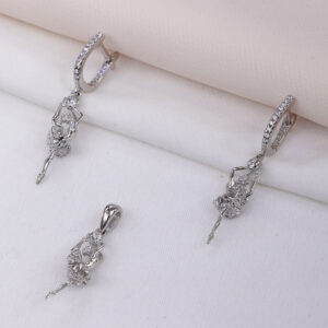 نیم ست نقره میکرو طرح رقص باله کد 16361