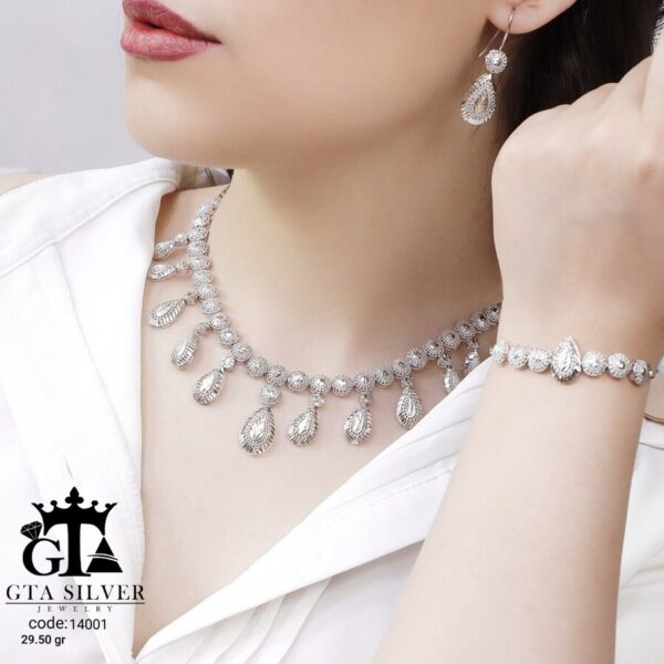 سرویس نقره تراش بدون نگین کد 14001 - تصویر 2