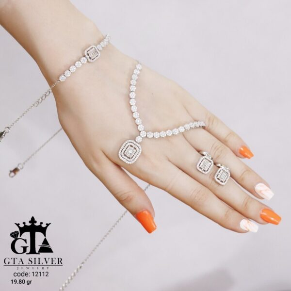 سرویس نقره میکرو زنجیری طرح امرالدکات کد 12112 - Image 4