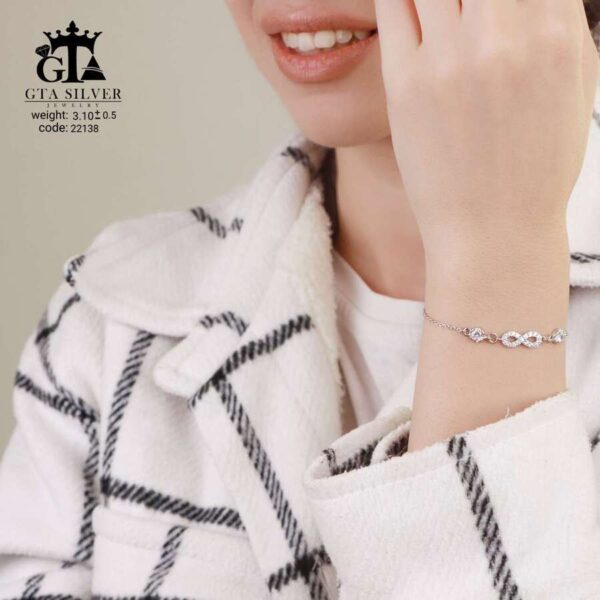 دستبند نقره زنانه میکرو طرح بی‌نهایت کد 22138 - تصویر 2